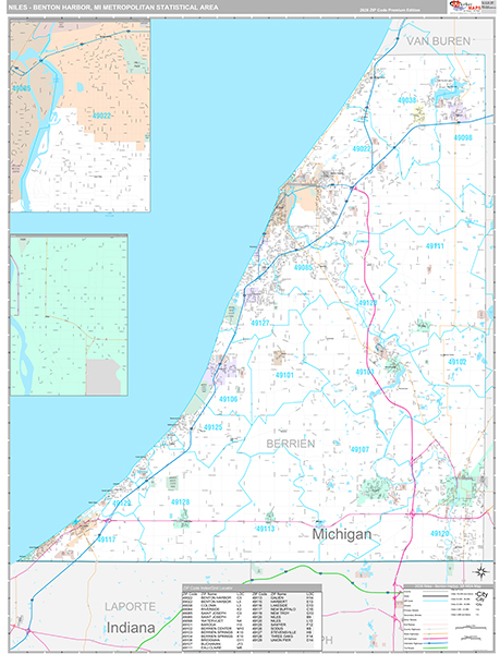 Niles-Benton Harbor Metro Area Wall Map